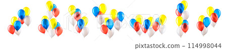 Set of multicolored helium balloons. Element of decorations for party. Set of multicolored helium balloons. Element of decorations for party. 114998044