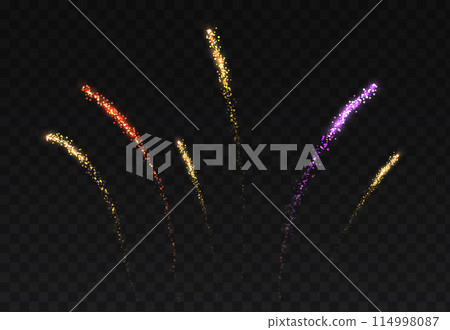 Glittering comets firework realistic vector illustration Glittering comets firework realistic vector illustration 114998087