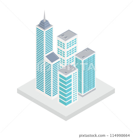 Isometric office building. Business skyscrapers vector design Illustration. 114998664
