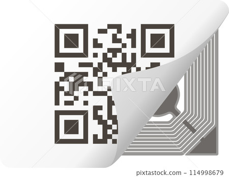 Radio identification tag covered with a layer of film with a QR code Radio identification tag covered with a layer of film with a QR code 114998679