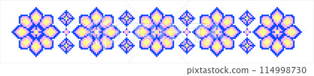 Floral border in pixel art style. 114998730
