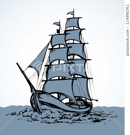 Sailing vessel. Vector drawing Sailing vessel. Vector drawing 114998761