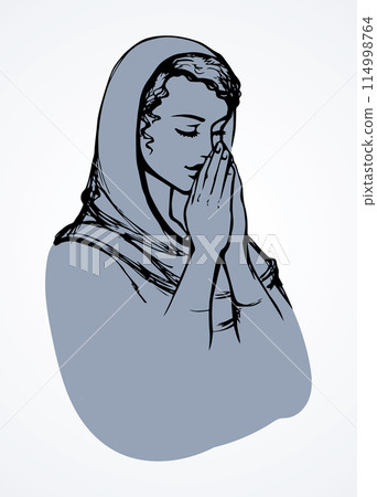 Vector image of the praying person Vector image of the praying person 114998764
