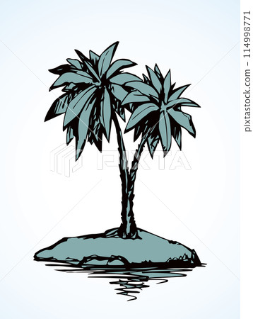 Palm on beach. Vector drawing Palm on beach. Vector drawing 114998771