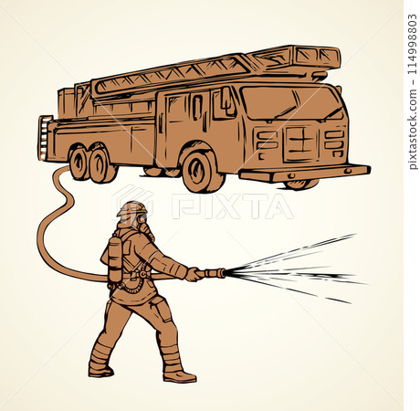 Fire truck. Vector drawing 114998803