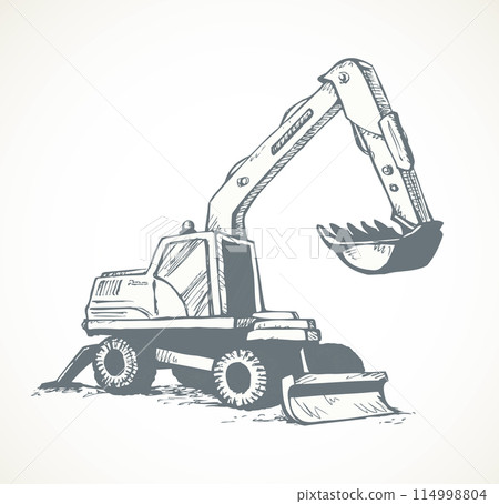 Excavator drawing isolated on white background 114998804