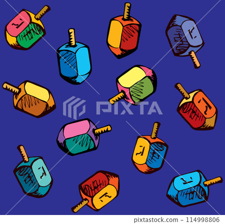 Jewish holiday symbol. Dreidel. Sketch 114998806