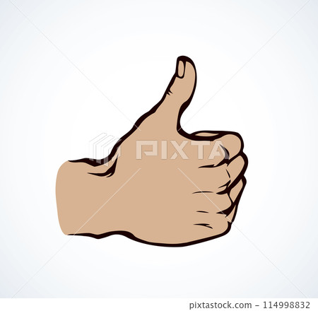 Thumb up. The sign is excellent. Vector drawing Thumb up. The sign is excellent. Vector drawing 114998832