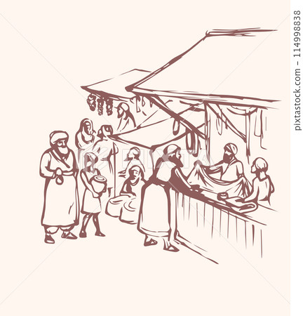 Old eastern market. Vector drawing 114998838