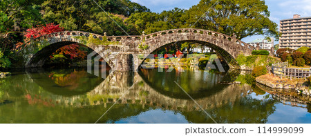 諫早公園(女橋)的紅葉全景【長崎縣諫早市】 諫早公園(女橋)的紅葉全景【長崎縣諫早市】 114999099