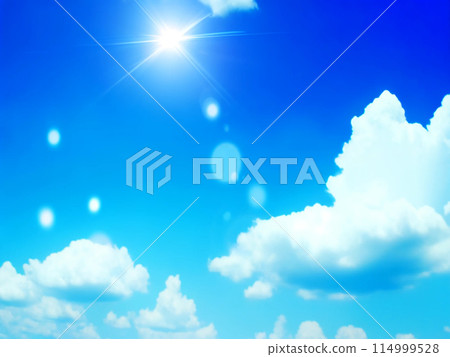 Sky, summer sky, summer vacation, everlasting summer, blue sky, sun, clouds, background 114999528