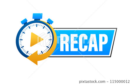 Recap, video play button replay. Watching on streaming. Vector stock illustration. 115000012