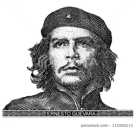 Ernesto "Che" Guevara (1928 - 1967). Black and White Portrait form vintage Cuba 3 Pesos 2005 115000213