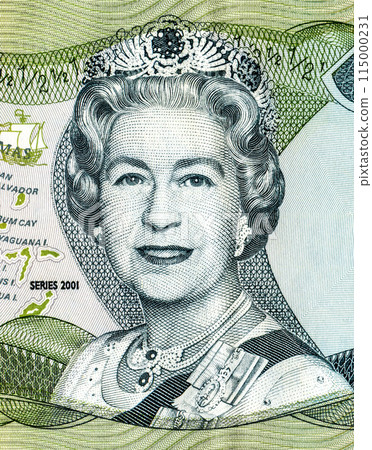 Queen Elizabeth II (1926 - 2022). Portrait from Bahamas Banknotes Queen Elizabeth II (1926 - 2022). Portrait from Bahamas Banknotes 115000231