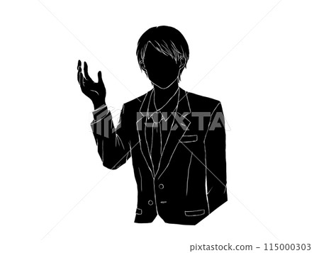 一個穿著西裝指導的男人的單色插圖 115000303