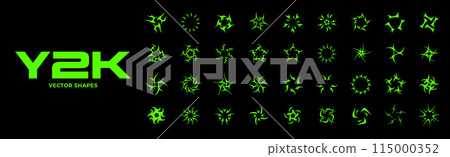 Y2K shapes set. Dark techno acid rave. Y2K shapes set. Dark techno acid rave. 115000352