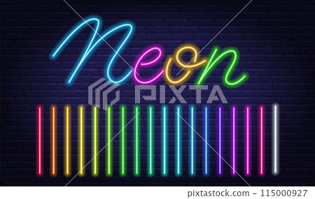 Neon Light vector Brush on brick wall background. 115000927