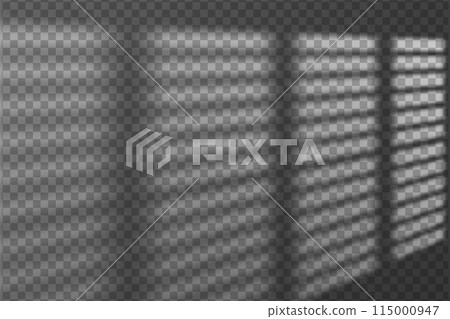Light effect shadow overlay from window shutter isolated transparent background. 115000947