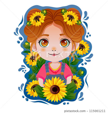 cute sunflower girl cartoon characters cute sunflower girl cartoon characters 115001211