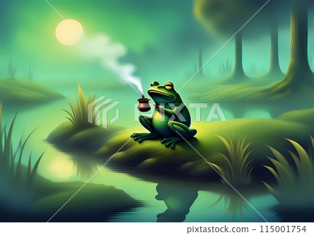 青蛙在神奇的水邊休息 115001754