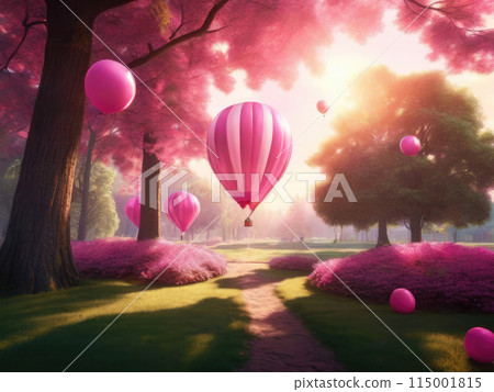 Magical whimsical world with mysterious atmosphere. Colorful illustration. 115001815