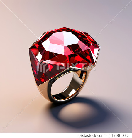 Jewelry ring with colorful crystal close up. 115001882