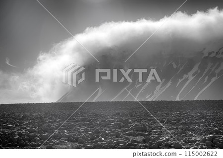 Cloud caught on glacial sheet Cloud caught on glacial sheet 115002622