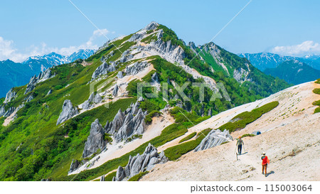 Climbing Mt. Tsurugidake in summer (view of the summit from Tsurugi Sanso) 115003064