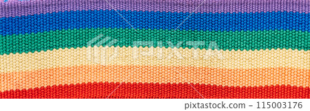 Background closeup of knitted LGBT flag 115003176