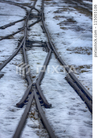 railroad in snow railroad in snow 115003186