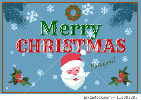 Template Merry Christmas retro banner Santa and snowman 115003295