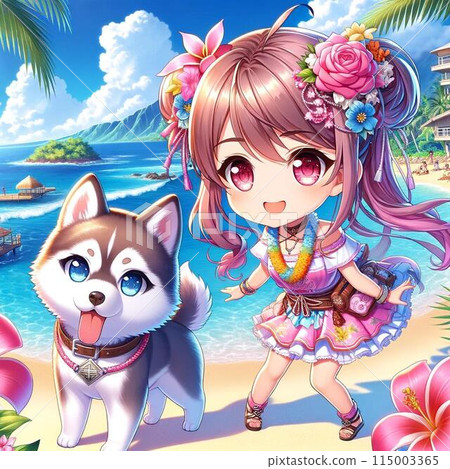 Pink-brown Chibi Idol and Husky's Hawaiian Trip 115003365