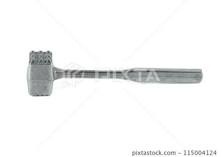 Simple metal kitchen meat hammer isolated on white background. 115004124