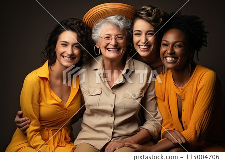 Group of women in fall colored clothing 115004706