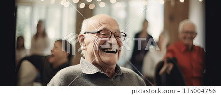 happy senior man in nursing home 115004756