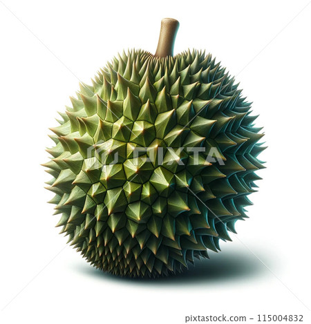 Fresh tropical fruits on white background: Durian and green apple 115004832