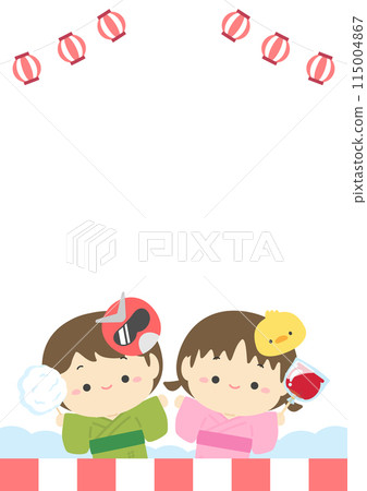 夏季節日燈籠和可愛兒童背景框素材03 夏季節日燈籠和可愛兒童背景框素材03 115004867