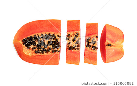 Ripe papaya slice isolated 115005091