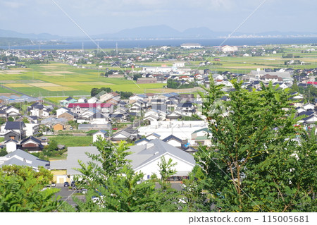 The cityscape of Hirata City seen from a hilltop 115005681