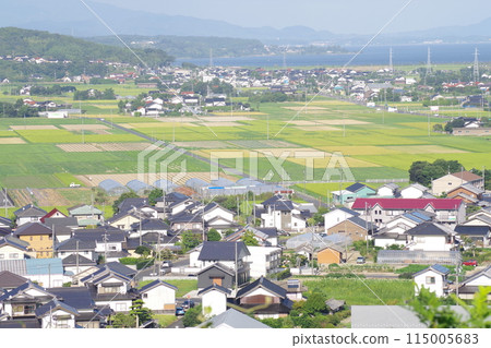 The cityscape of Hirata City seen from a hilltop 115005683