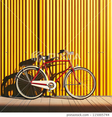 yellow bicycle on yellow wall yellow bicycle on yellow wall 115005744