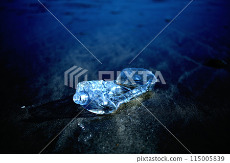 Plastic bottles in the ocean washed up on the beach Plastic bottles in the ocean washed up on the beach 115005839