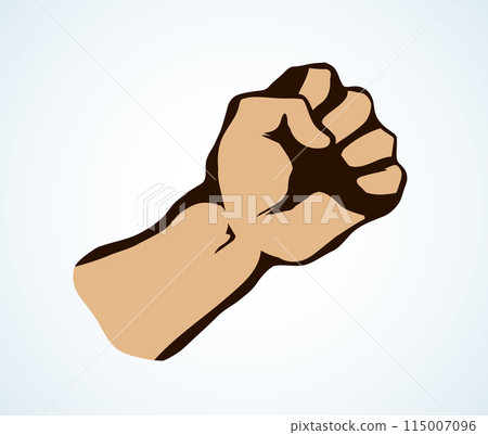 Superman's hand with an elongated fist. Vector drawing 115007096