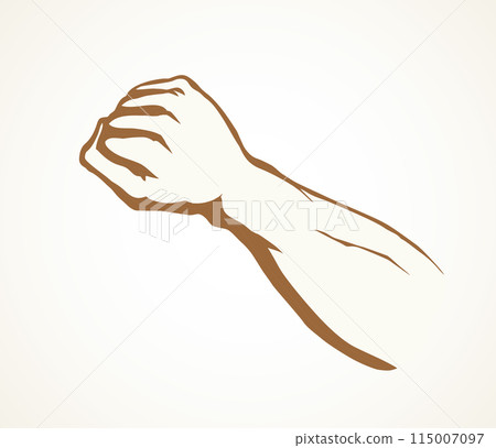 Hand with an elongated fist. Vector drawing 115007097