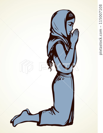 Vector image of the praying girl 115007108