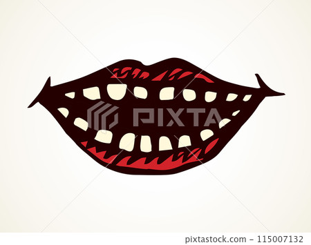 Open mouth with teeth. Vector drawing 115007132