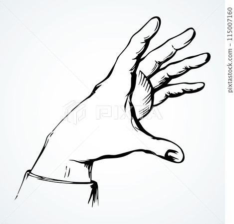 A hand is extended to take. Vector drawing 115007160