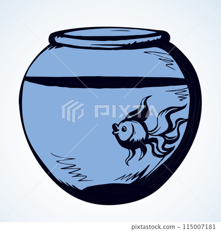Aquarium with water for fish. Vector drawing Aquarium with water for fish. Vector drawing 115007181