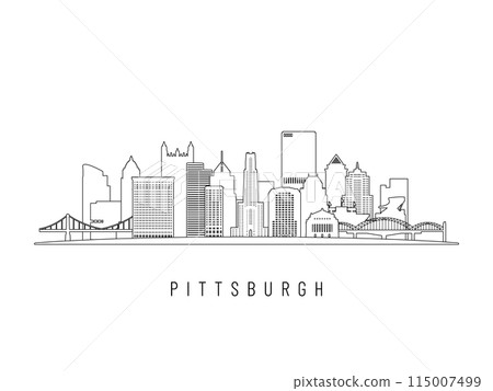 Detailed Pittsburgh skyline vector illustration.  115007499