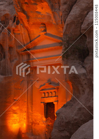 Little Petra, Jordan temple at the entrance, night Little Petra, Jordan temple at the entrance, night 115008448